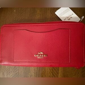 Coach Red/Scarlet NWT New Leather Wallet with Coach C signature inside & zipper